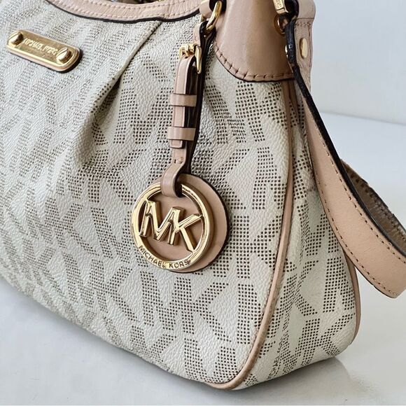 MICHAEL Michael Kors Beige and Cream Shoulder Bag MK tote purse designer small - Picture 8 of 16